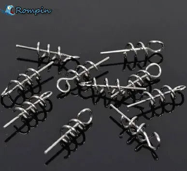 

20pcs/lot Fishing Lures Soft Pin To Fixed Latch Needle Soft Worms Fishing Bait With Spring Silver Color