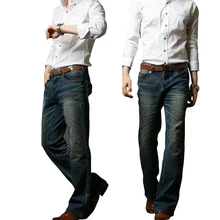 Мужские расклешенные джинсы, эластичные облегающие мужские классические дизайнерские джинсы со средней талией, расклешенные джинсы smb16240