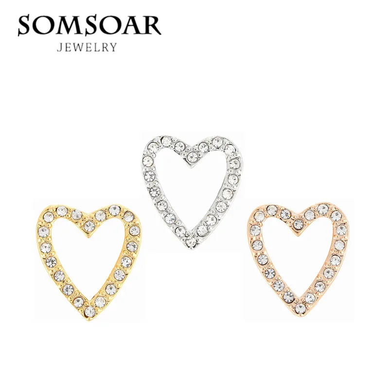 Somsoar ювелирные изделия проложить сердце с полным кристаллом очарование подходит