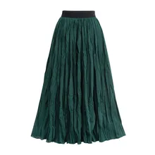 Лето, Женская Длинная пляжная плиссированная юбка макси в стиле бохо, юбка миди с высокой талией, эластичные Повседневные Вечерние юбки размера плюс, Прямая поставка J#19