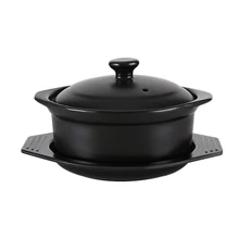 Pot à soupe en céramique émaillée noire, bol Ramen à nouilles, marmite à ragoût, Casserole, saucière, ustensiles de cuisine