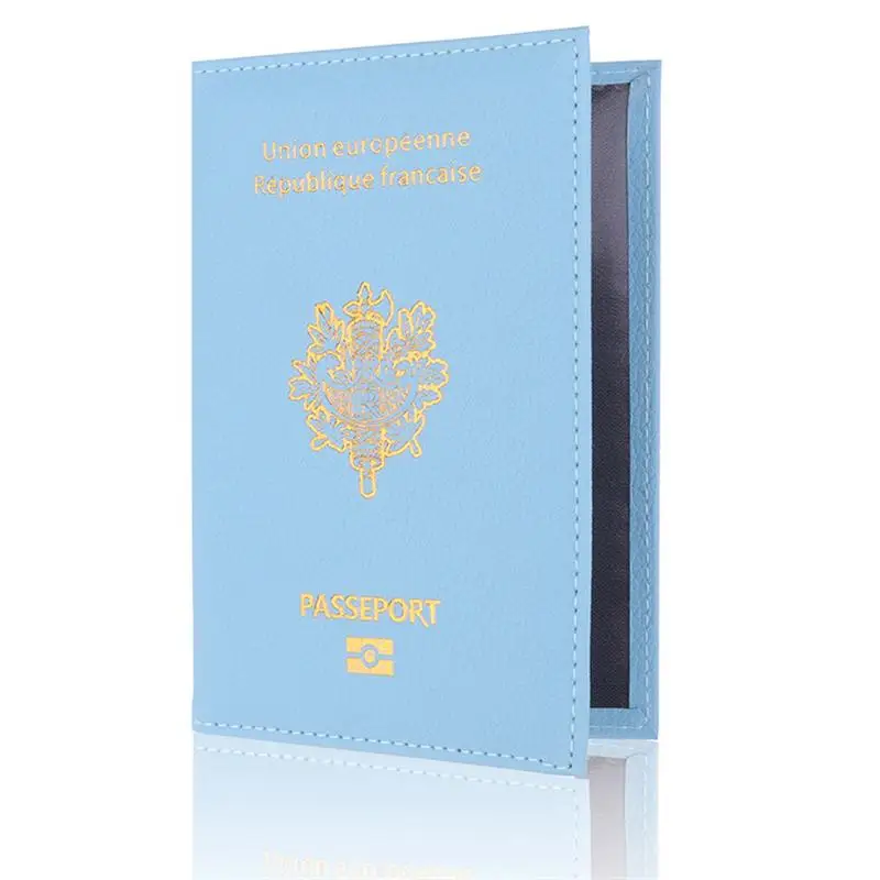 Mcneely модный унисекс дорожный держатель для паспорта для Frace кожаный чехол для паспорта для путешествий кредитный держатель для карт для французского паспорта - Цвет: Sky Blue