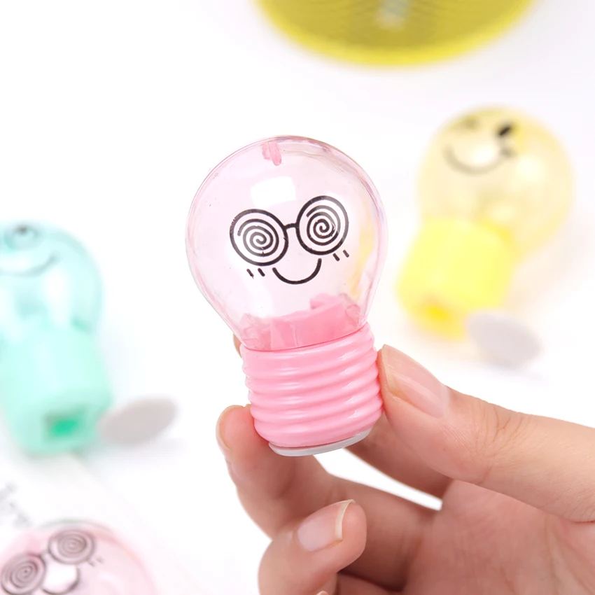 1PC Creative Bulb Pencil Sharpener Plastic Pencil Sharpener For Kids Gifts Stationery School Office Supplies