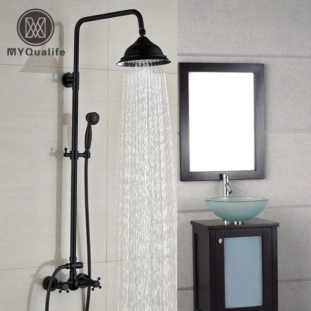 Oil Rubbed Bronze Shower Faucet Set 8 Rain Head Hand Oil Rubbed Bronze Shower Faucet Set 8 Rain Head Hand Spray Mixer