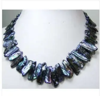 

Free shopping! Jewellery pretty black real pearl necklace 17''