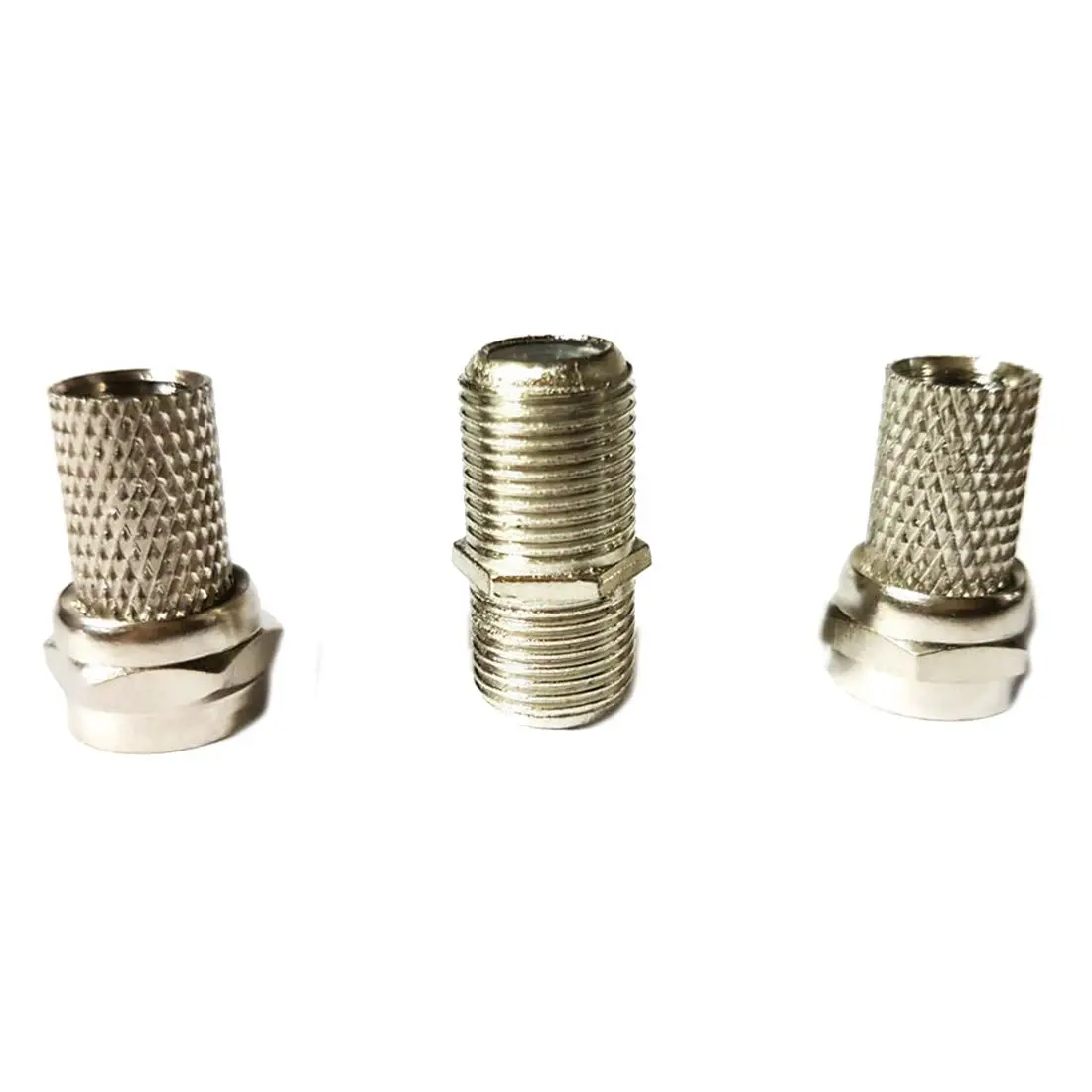 2 x F TO F CONNECTORS, JOINERS, COUPLERS FOR MALE F PLUG + PLUGS X2in