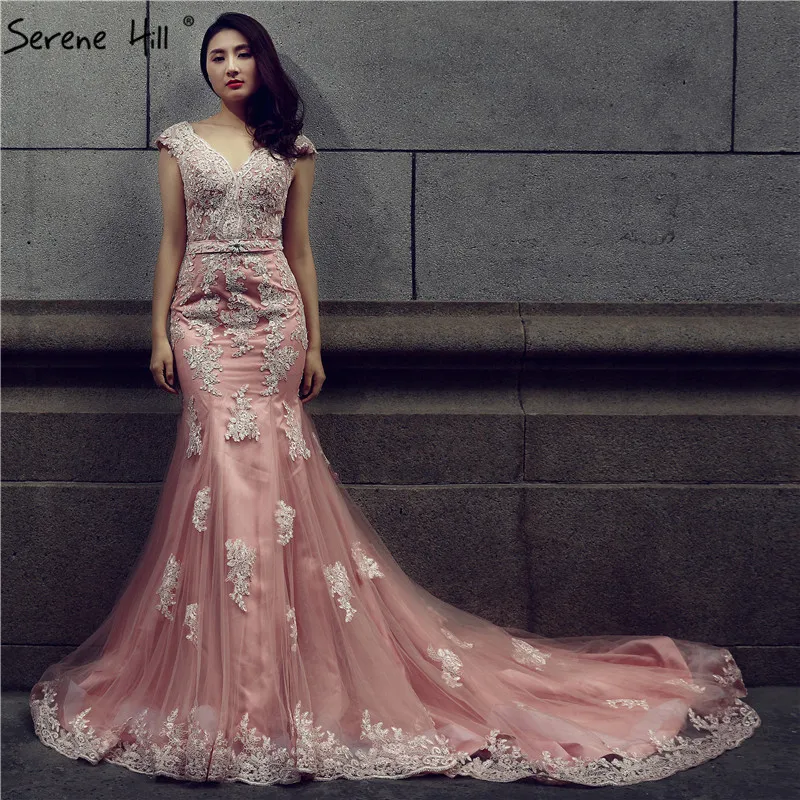 

Elegant V-neck Backless Mermaid Wedding Dresses Crystal Lade Bridal Gown Dubai Robe De Noiva Real Picture