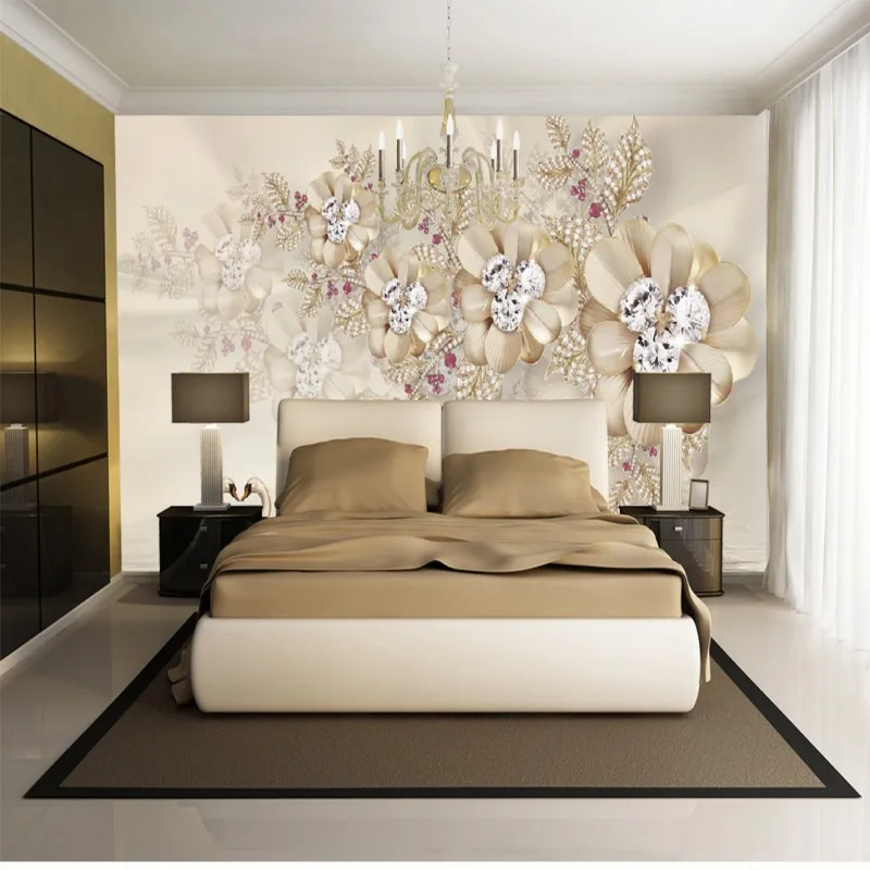 

Dropshipping Fatman Luxury Wallpaper Jewelry Flowers Swan Foto Mural Living Room Bedroom Wall Papers Home Decor Papel De Pared
