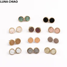 Mini Runde Gefälschte Harz Druzy Stein Ohrstecker Metallic Rose Gold Druzy Post Ohrring(China)