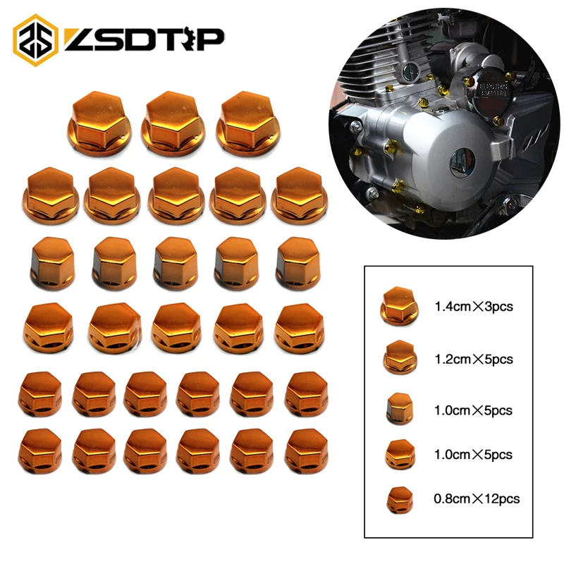

ZSDTRP 30Pcs Motorcycle Screw Nut Bolt Cap Cover Exterior Decoration Centro MotorBike Protection Dust Proof For Kawasaki for KTM
