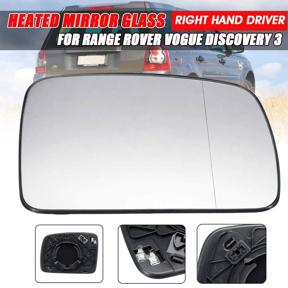 

Car Right Driver Side Heated Rearview Mirror Glass For Range Rover/Vogue Freelander 2 Discovery 3
