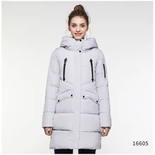 ICEbear Girls Winter Jacket 2018 Zippers Casual Cotton Padded Jackets Slim Solid Woven Thickening Medium Long