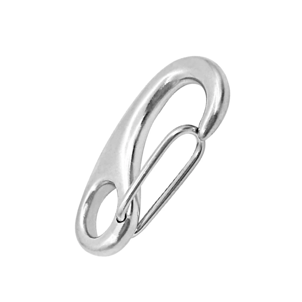 2-Inch Silver Spring Snap Hook Stainless Steel Clip Keychain Portable Hook Durable Multifunctional Marine Hardware 50 x 18 mm