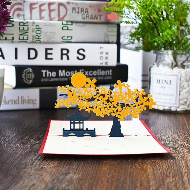 3D Rabbit Flower Pop UP Cards Birthday Gift with envelope sticker laser cut Animal Greeting Cards postcards Mid-Autumn Festival