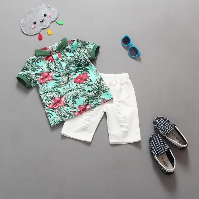 Handsome 2019 Boy's clothing sets baby boy flower suit set children set for summer boy flower