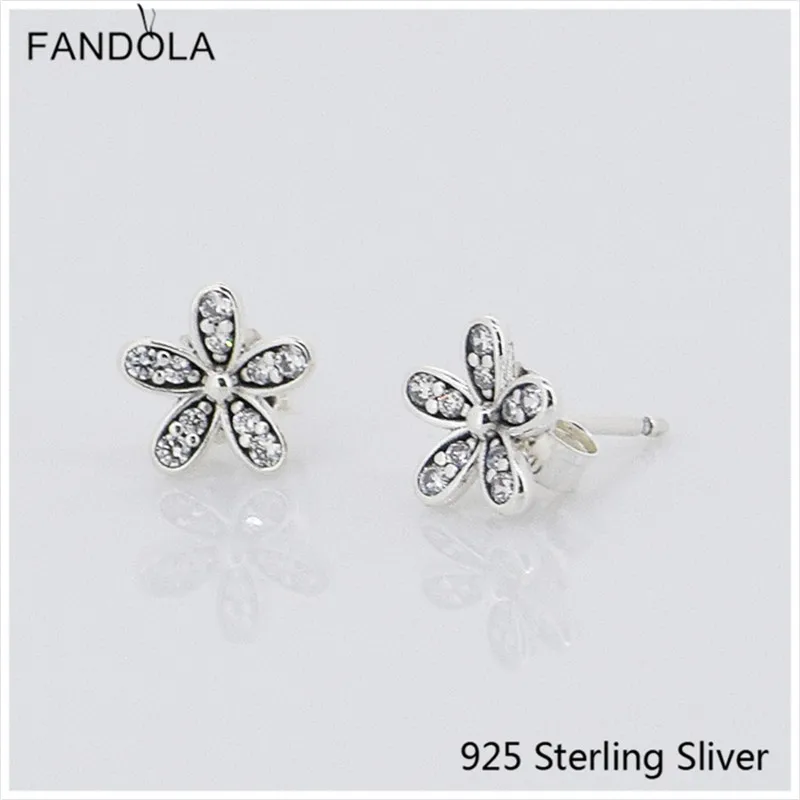 Ослепительная ромашка цветок серьги гвоздики 925 пробы серебряные подходит для женщин Jewelry Европа Стиль pendientes aretes de mujer