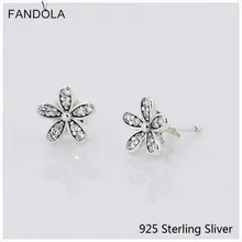 Ослепительная ромашка цветок серьги гвоздики 925 пробы серебряные подходит для женщин Jewelry Европа Стиль pendientes aretes de mujer