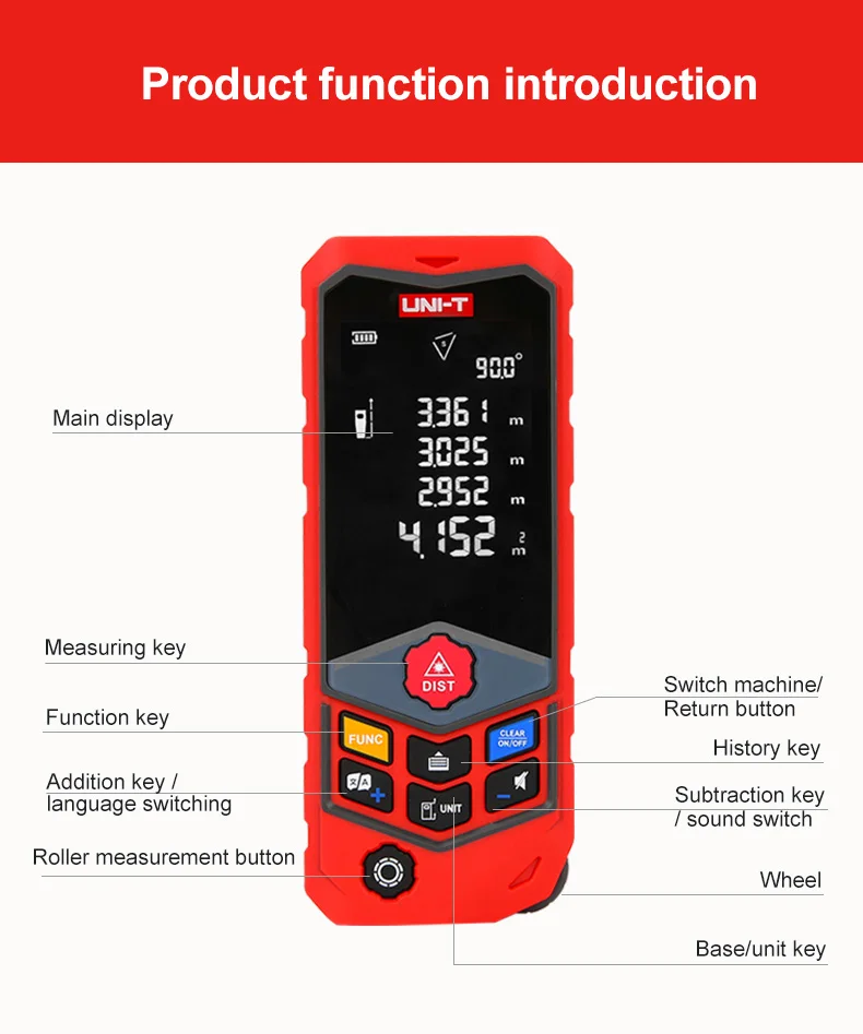UNI-T LM50D LM100D ручной лазерный дальномер 50 м 100 м Trena лазерный дальномер измерительная лента цифровой аккумулятор