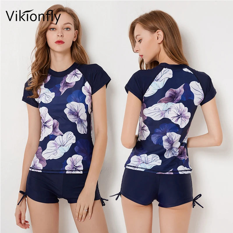 Preise Vikionfly Große Tankini Badeanzüge Frauen Plus Size Bademode 2020 Langarm Retro Hohe Taille Badeanzüge Schwimmen Anzug Mit Shorts