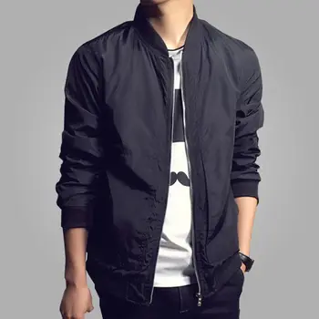 

Men Fashion Retro Classic Slim Padded Bomber Jacket Flight Coat Zipper Outwear Mens Long sleeve Jacket