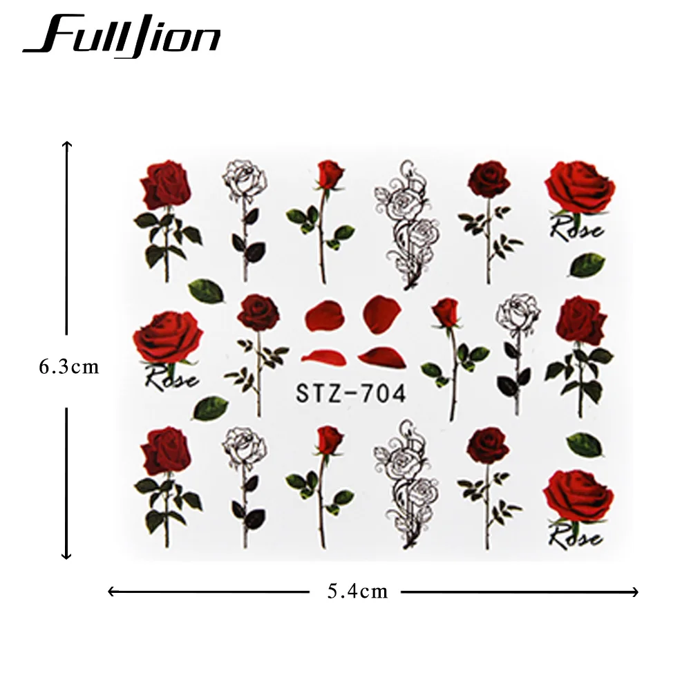 Fulljion 15/20/24 шт. водяные наклейки для ногтей искусство Стикеры s с изображением цветка оленя акварелью цветочные дизайн ногтей передачи слайдер Стикеры украшения