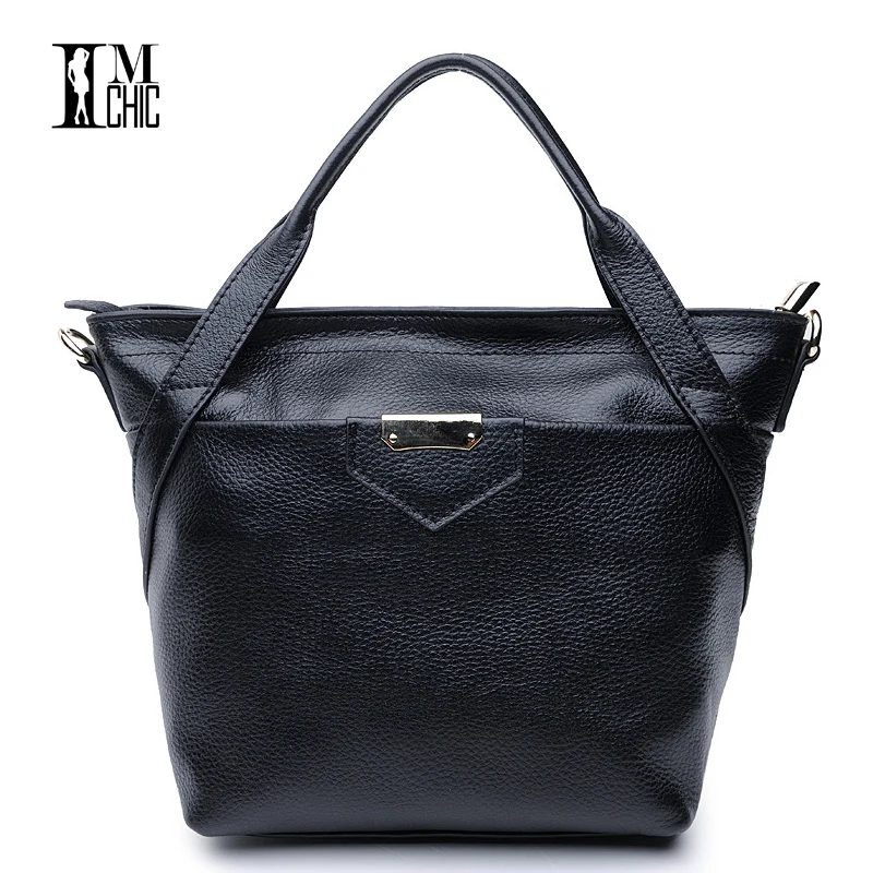 

IMCHIC Women Messenger Bags Genuine Leather Cowhide Ladies Tote Bucket Handbags Real Skin Casual Woman Crossbody Small Shoulder