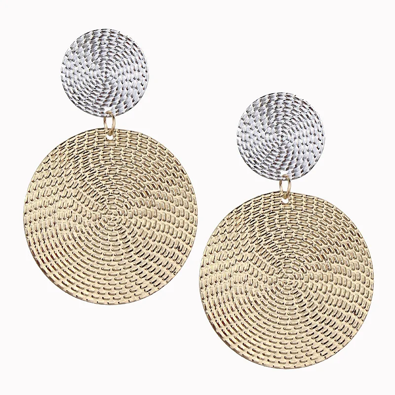 

SOARRISE Gold Silver Color Metal Wafer Geometric Round Big Drop Earrings For Women Simple Vintage Dangle Earring Fashion Jewelry