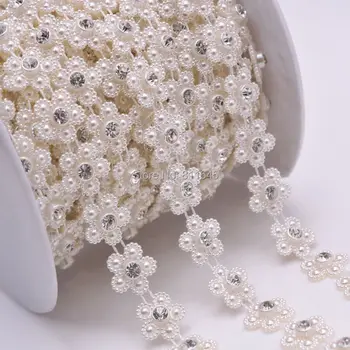 

10yard/roll 14mm Crystal Rhinestone Cup Chain pearl Base For Wedding Dress Decoration Rhinestone Applique Sew on Garment wholesa