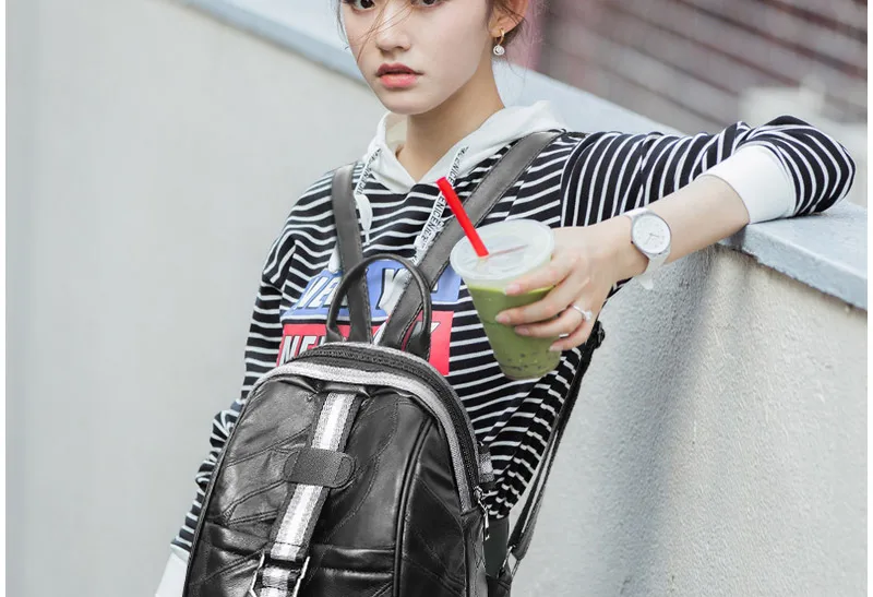 women genuine leather backpack sheepkin bag ladies small backpack_07