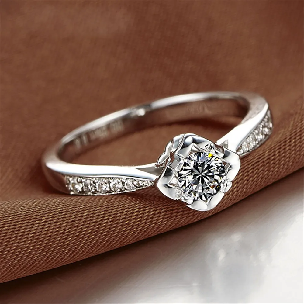 Fashion Simple Square cubic zirconia four prong Ring for  