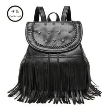 Tassel Brand Women Backpack Bag Luxury Designer Lady’s Vintage Backpacks Rivets Girls High Quality PU Leather Travel school Bags