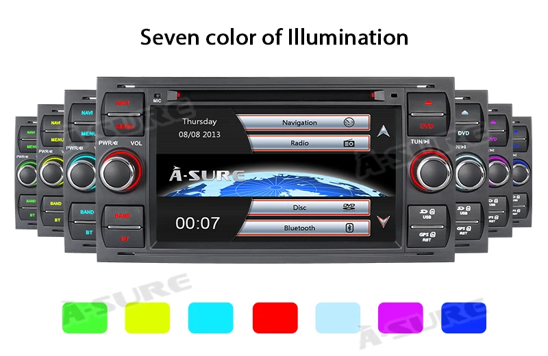 Sale A-Sure 2 Din Car Auto Radio GPS Player Navigation For Ford Transit Focus Galaxy S-Max C-Max Fusion Fiesta FM RDS SWC DVD USB 3G 21