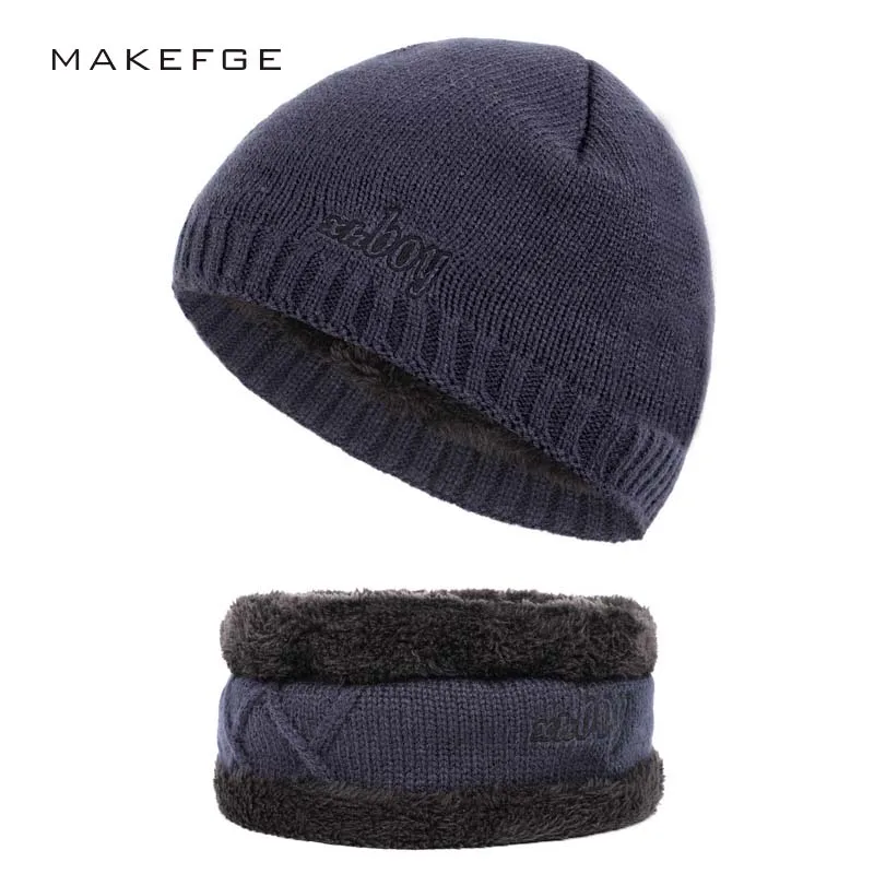 

New autumn and winter men's plus velvet thick knit hats outdoor warm and comfortable beautiful embroidery xhboy mask caps beanie