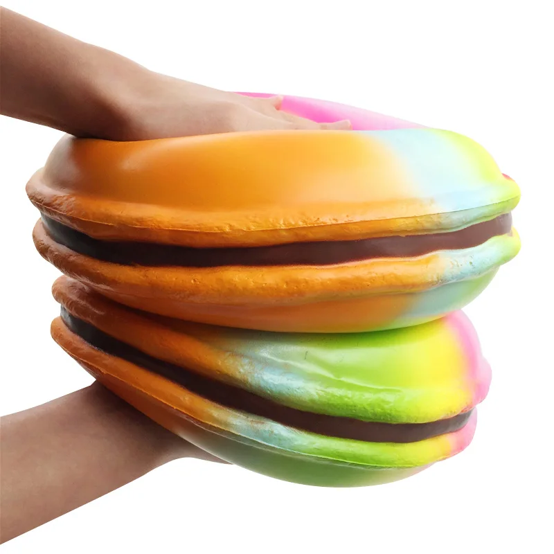 Заводская распродажа PU Jumbo Rainbow Squishies медленно поднимающийся ароматизированный Единорог Макарон сжимающая забавная игрушка