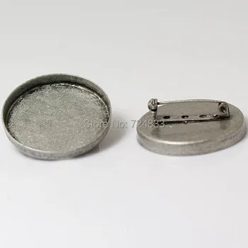 

Blank Brooch Bases Round Deep Wall Bezel cups Cabochons Brooches Pins Back Settings DIY Findings Antique Silver tone Wholesale
