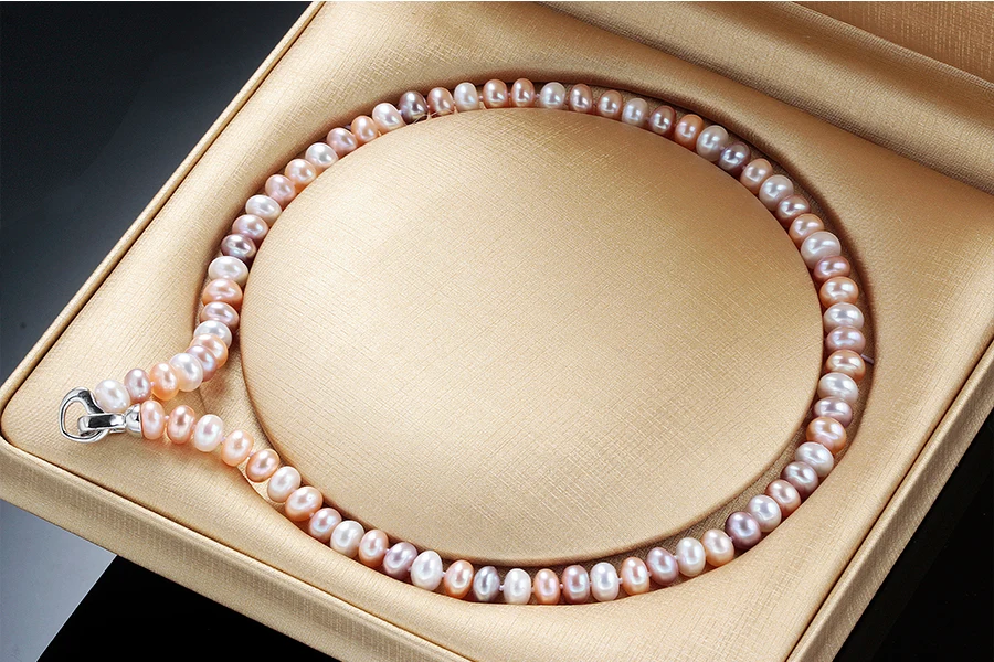 Распродажа! AAAA ожерелье из натурального пресноводного жемчуга для женщин, элегантные ювелирные изделия из настоящего жемчуга, Серебряное разноцветное ожерелье s