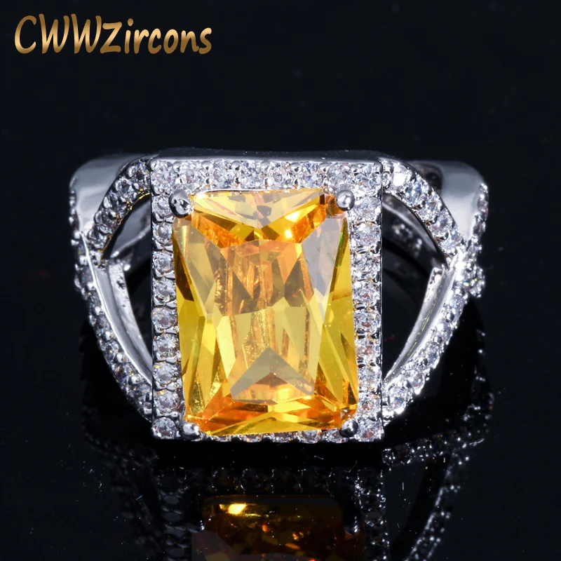 Женское кольцо с крупным желтым кристаллом R019|jewelry rings|rings with cubic zirconiawedding band |