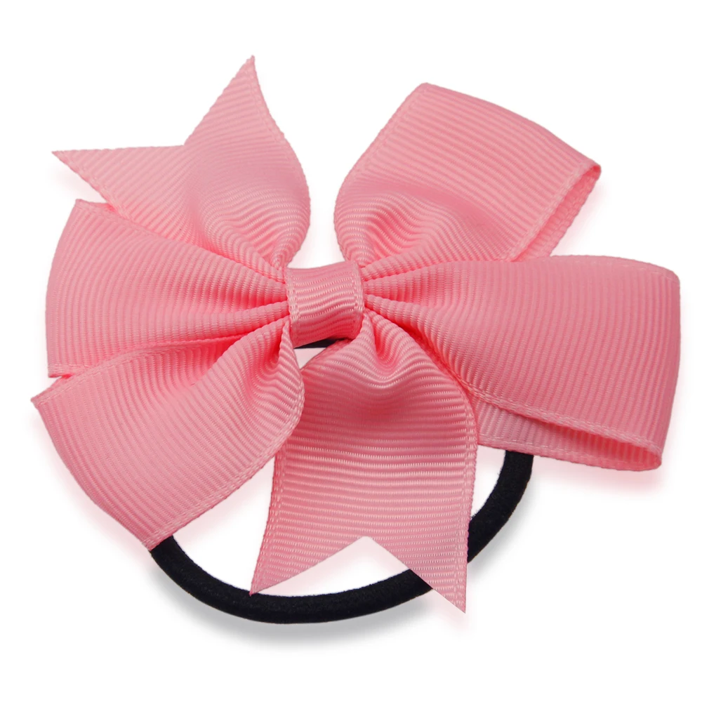 BABY PINK SATIN RIBBON 3 INCH HAIR BOW ELASTIC HEADBAND BABY TODDLER GIRLS NEW