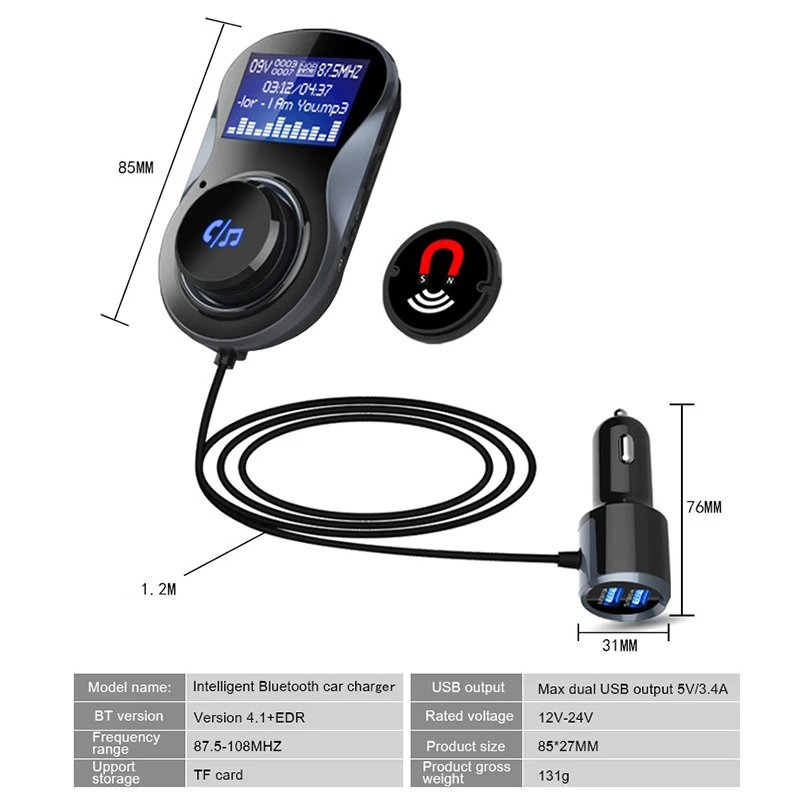 HEVXM Bluetooth fm-передатчик Аудио Автомобильный MP3-плеер беспроводной в автомобиле fm-модулятор Handsfree Bluetooth автомобильный комплект с ЖК-дисплеем