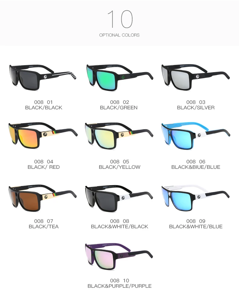 DUBERY, Мужские поляризационные солнцезащитные очки, авиационные, для вождения, солнцезащитные очки для мужчин и женщин, спортивные, роскошные, брендовые, дизайнерские, на молнии, в коробке, 008, UV400