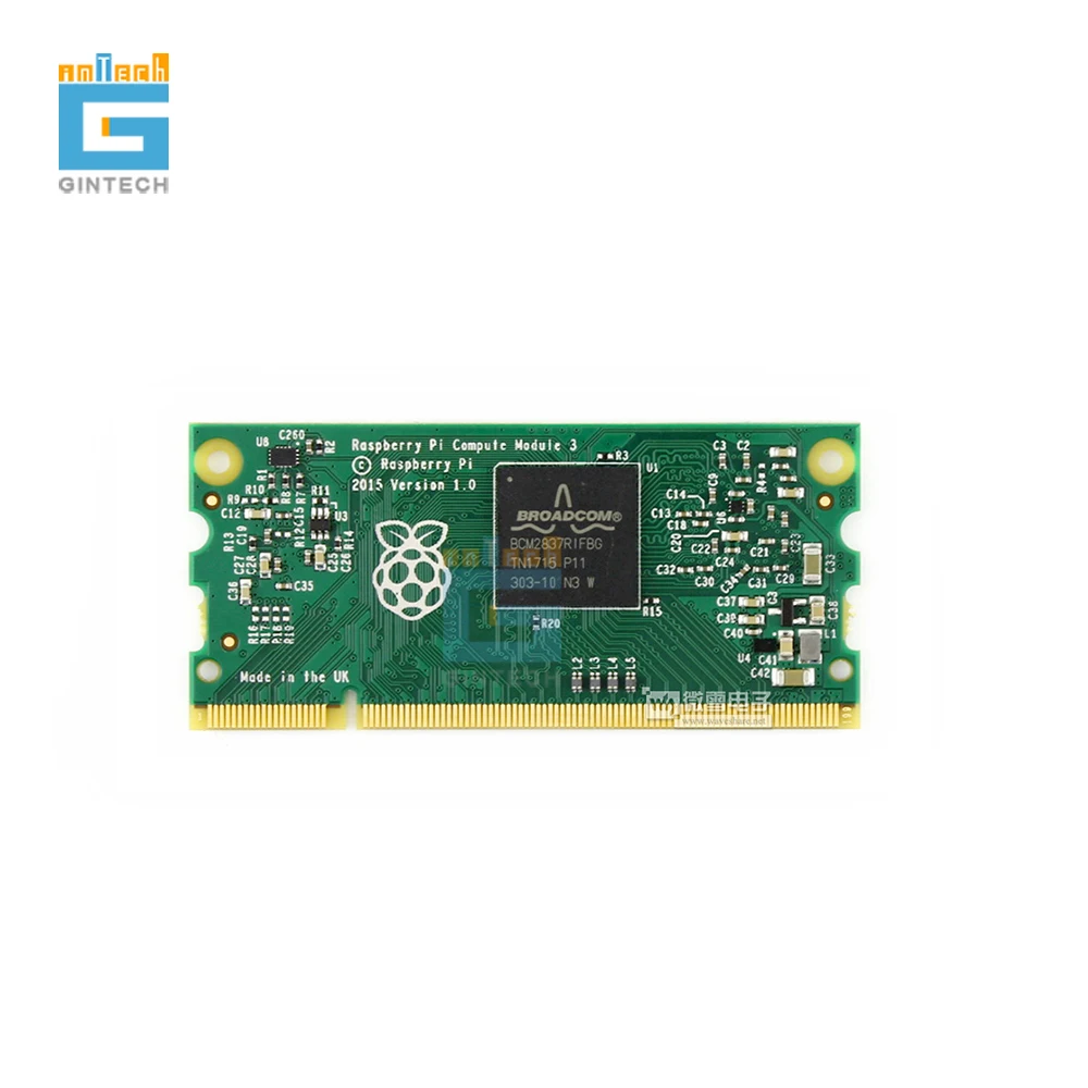 

Compute Module 3 Lite, Raspberry Pi 3 in a flexible form factor, without on-module eMMC Flash