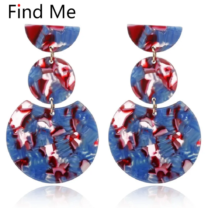 

Find Me 2019 new Fashion Multilayer Acetate plate Drop Earrings For Women Jewelry geometric big resin Dangle Earrings wholesale