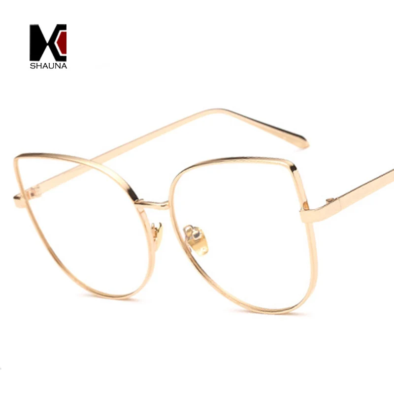 Шауна негабаритный для женщин металлическая оправа для очков в стиле кошачьи глаза брендовые дизайнерские модные мужские очки с прозрачными линзами