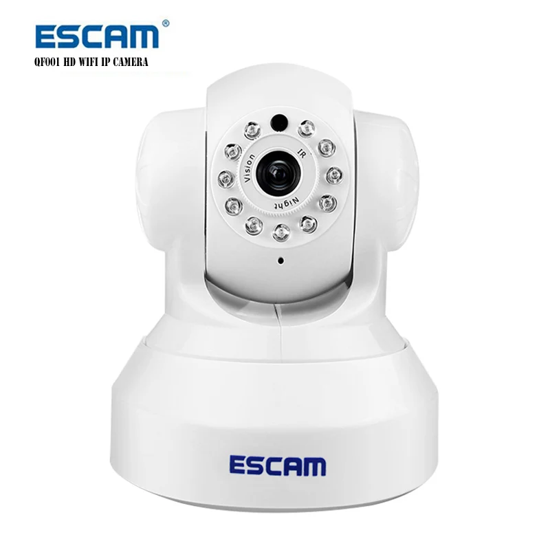 ESCAM HD 720P IR Night Vision IR-CUT 1.0MP Wireless WiFi IP Camera Pan Tilt Security Mini Indoor Camera Support 32G Card QF001 escam hd 720p ir night vision ir cut 1 0mp wireless wifi ip camera pan tilt security mini indoor camera support 32g card qf001