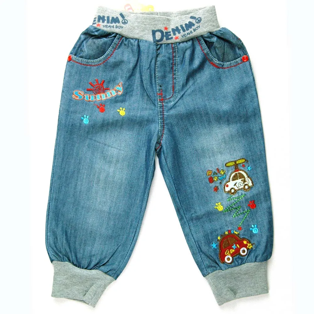7 24M Baby Boys Jeans New born Infant Denim Trousers cars embroidered