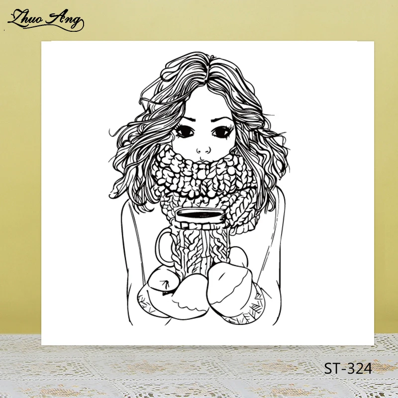 

ZhuoAng Trembling Girl Clear Stamps For DIY Scrapbooking/Card Making/Album Decorative Silicon Stamp Crafts