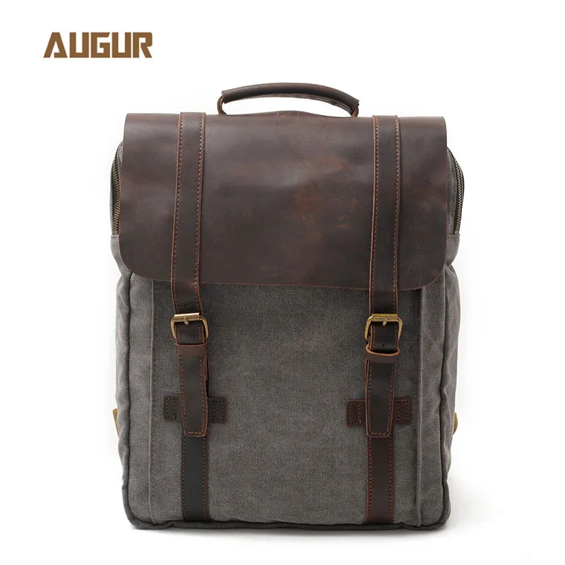 

Canvas And cow Leather Bagpack Unisex Vintage Backpack Laptop 15 Inch Women Men Backpacks Travel Bag Mochila Hombre Plecak