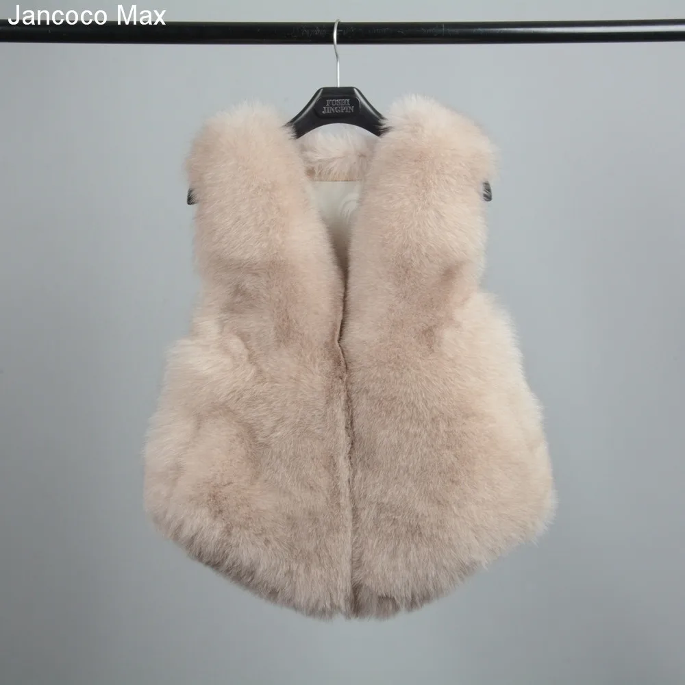 Jancoco Max Новое поступление натуральным лисьим Мех животных вся кожа жилет зима теплый Женская мода Стиль S7157