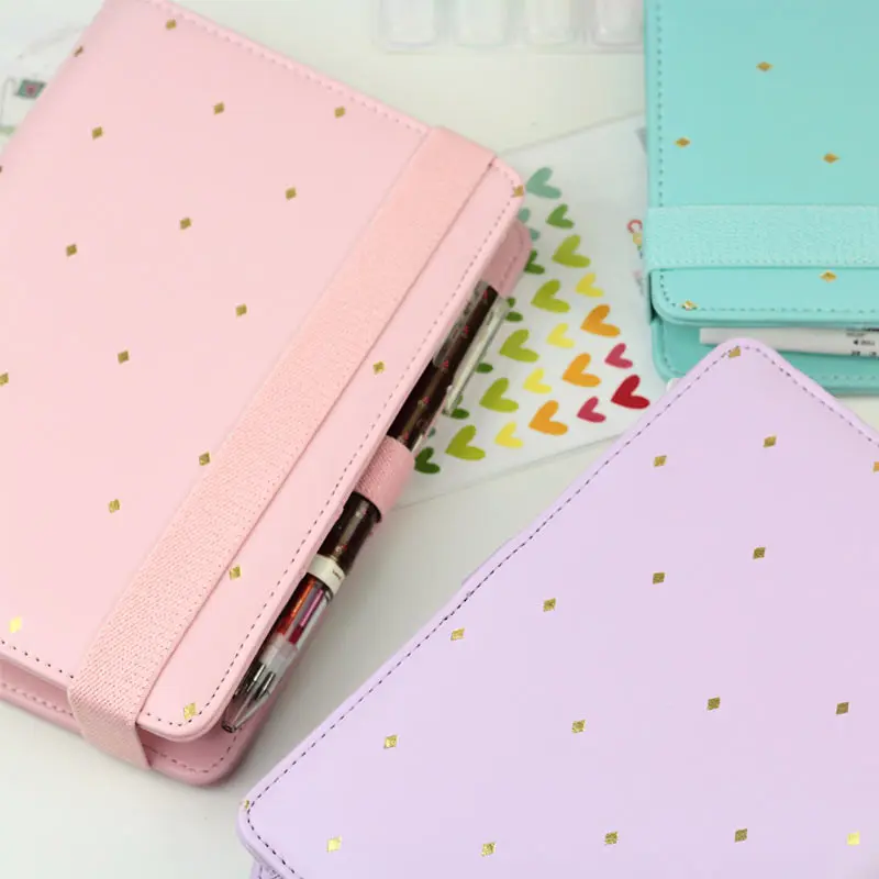 New Arrive Star JM Polka Dot 6 loose leaf Notebook A5 A6 Organizer Planner With Elastic Bind Match book | Канцтовары для офиса и