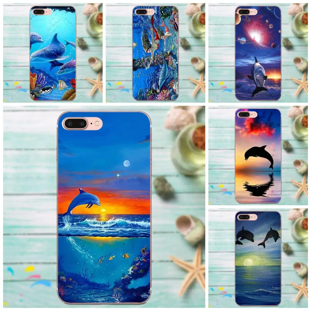 Мягкий ТПУ чехол для Apple iPhone 4 4S 5 5C 5S SE 6 6S 7 8 Plus X XS Max XR танцев и прыжков с дельфинами